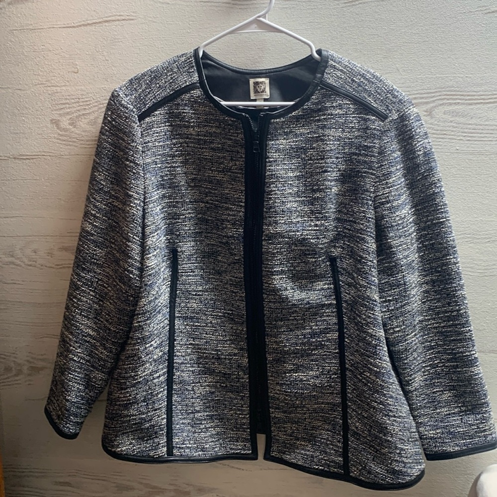 Anne Klein gray long sleeve zip jacket size 16w